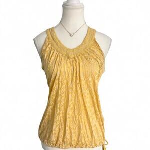 Guess Y2K Early 2000s Vintage Going Out Cami Gold Lacey Soft Material Size M